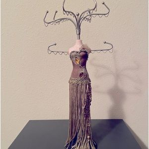 Bronze lady statue jewelry holder